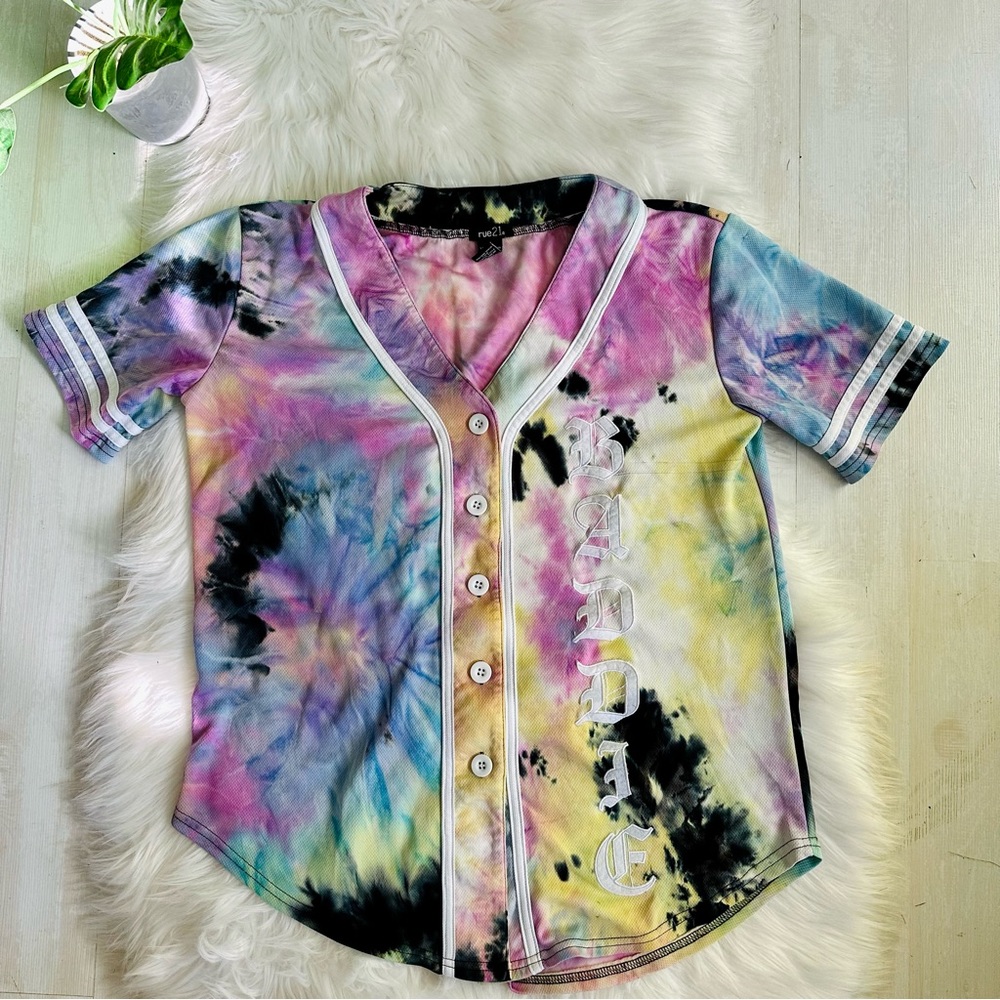 Rue 21 Baddie Tie Dye Baseball Shirt, S